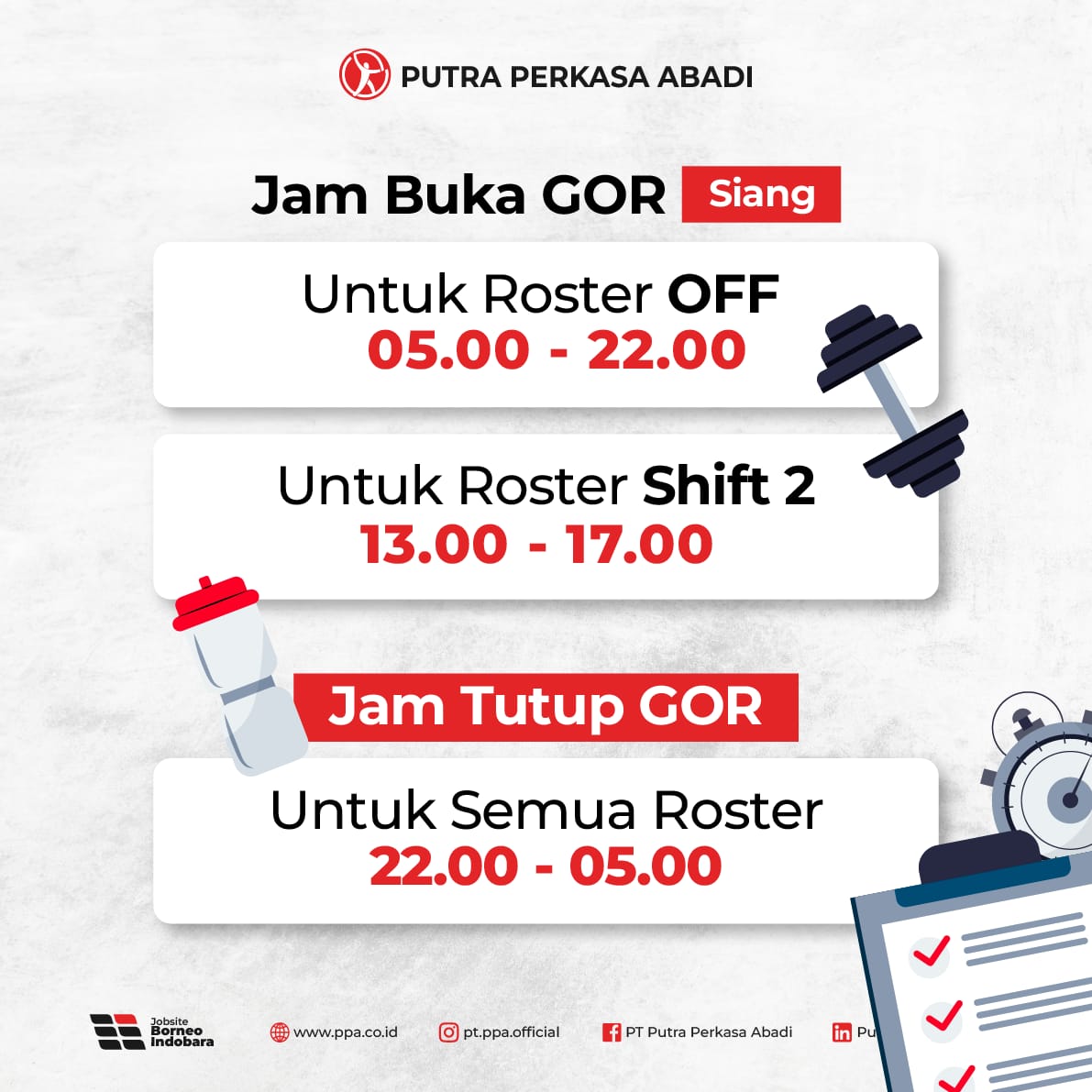 Informasi Jam Operasional GOR PPA