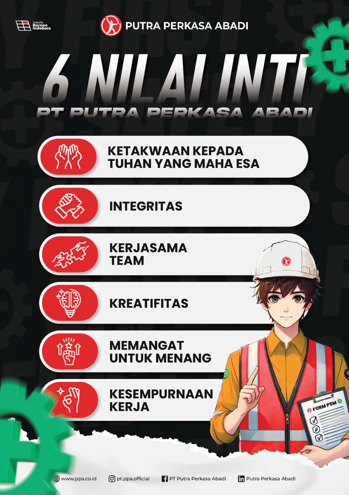 6 Nilai Inti PT Putra Perkasa Abadi