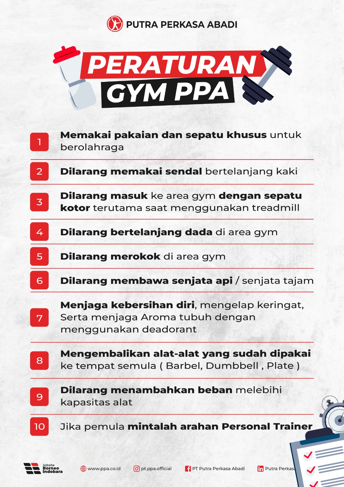 Peraturan Gym PPA