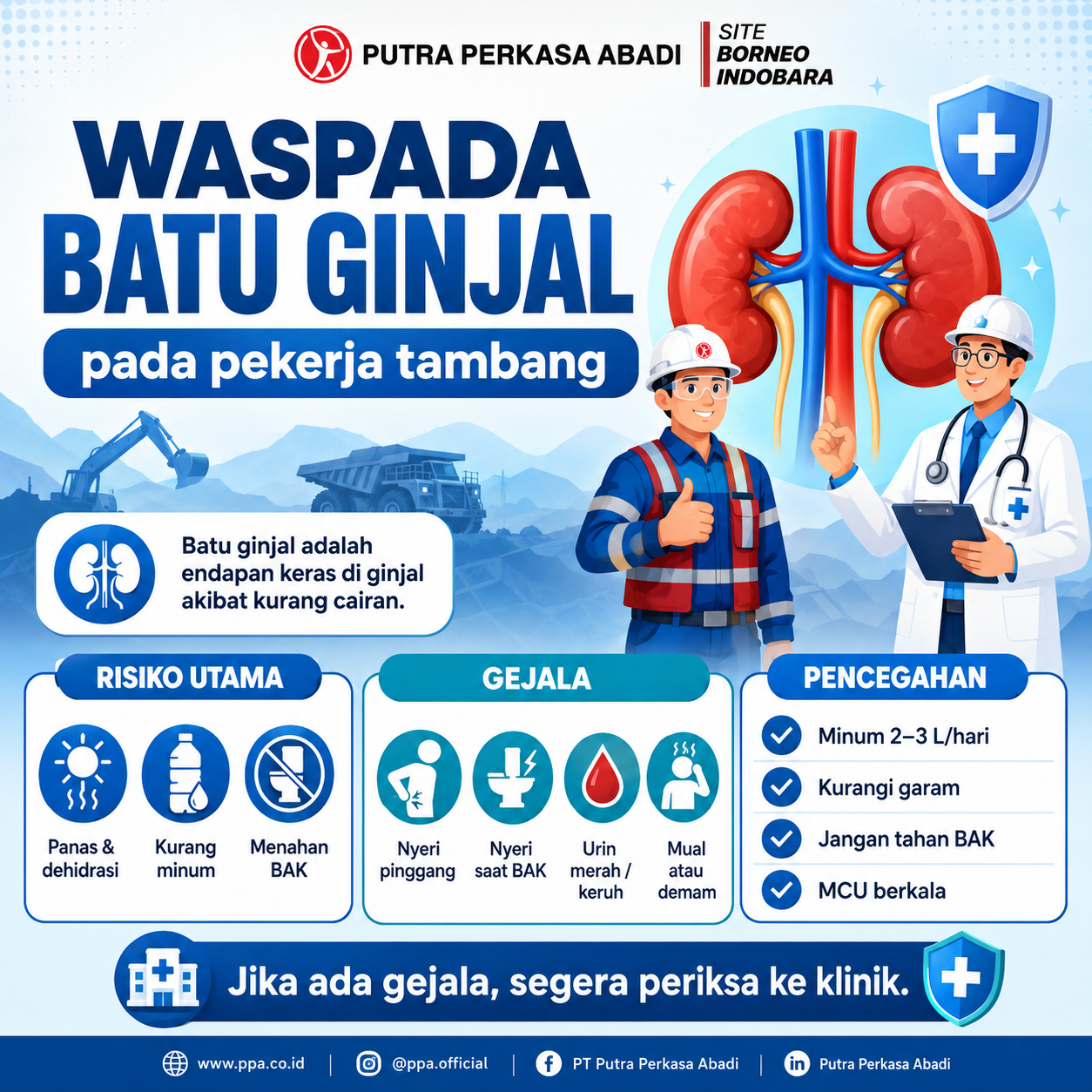 Waspada Penyakit Batu Ginjal pada Pekerja Tambang
